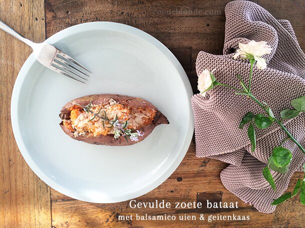 recept gevulde zoete aardappel vegetarisch